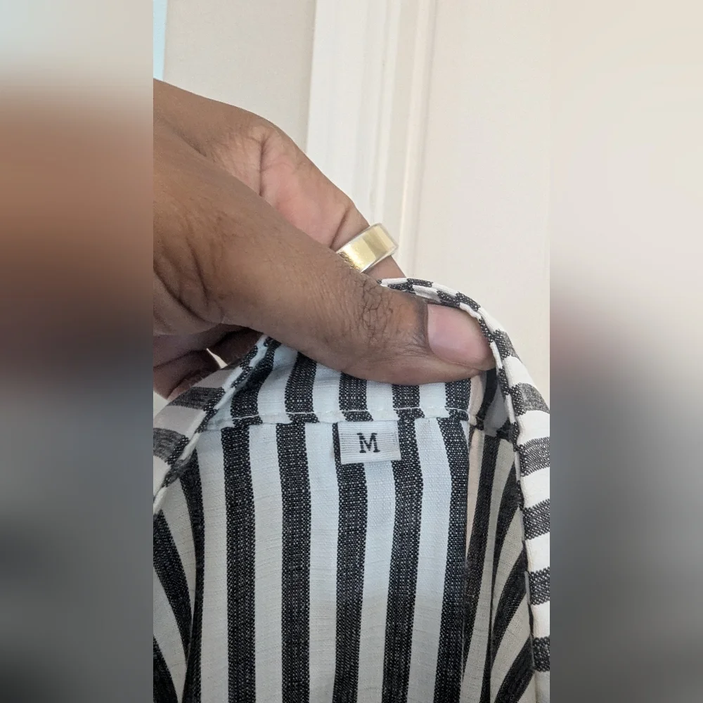 Striped Sleeveless Tiered Midi Dress – Black/White – Women’s M - Picture 4 of 7